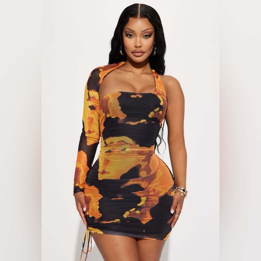 Fashion Nova- Stone Cold Mesh Mini Dress